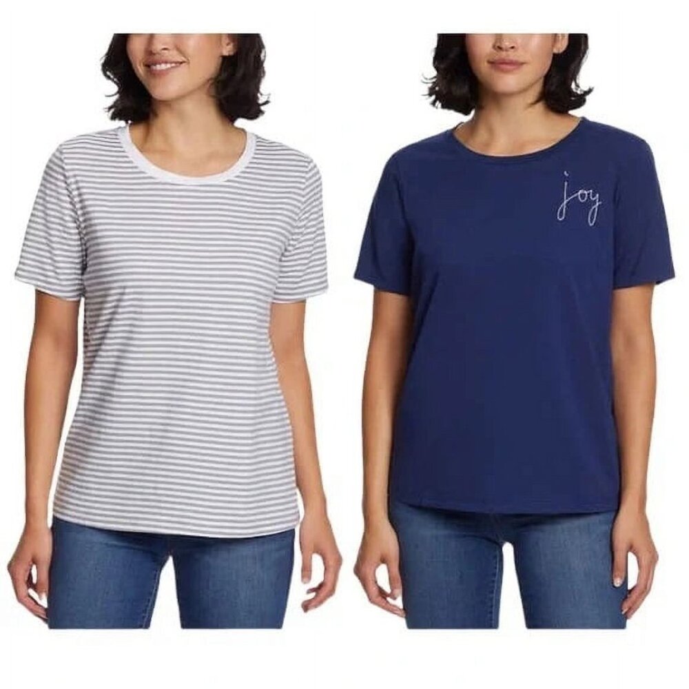 Ella Moss Women's Flattering Fit Ultra Soft Perfect Tee, 2-Pack-NWOT